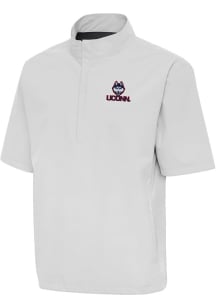 Antigua UConn Huskies Mens Grey Brisk Short Sleeve Jacket