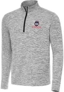 Antigua UConn Huskies Mens Black Cause Long Sleeve Qtr Zip Pullover