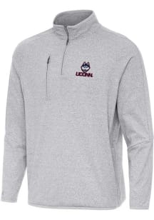 Antigua UConn Huskies Mens Grey Certain Long Sleeve Qtr Zip Pullover