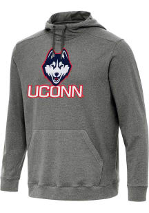 Antigua UConn Huskies Mens Black Full Front Cloud Long Sleeve Hoodie