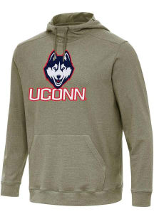 Antigua UConn Huskies Mens Olive Full Front Cloud Long Sleeve Hoodie