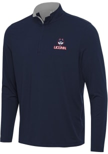 Antigua UConn Huskies Mens Navy Blue Content Long Sleeve Qtr Zip Pullover