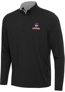 Antigua UConn Huskies Mens Black Content Long Sleeve Qtr Zip Pullover