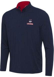 Antigua UConn Huskies Mens Navy Blue Content Long Sleeve Qtr Zip Pullover