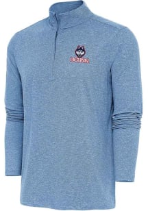 Antigua UConn Huskies Mens Blue Hunk Long Sleeve Qtr Zip Pullover