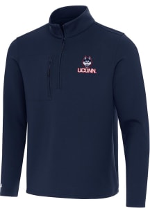 Antigua UConn Huskies Mens Navy Blue Insider Long Sleeve Qtr Zip Pullover