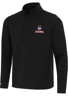 Antigua UConn Huskies Mens Black Insider Long Sleeve Qtr Zip Pullover