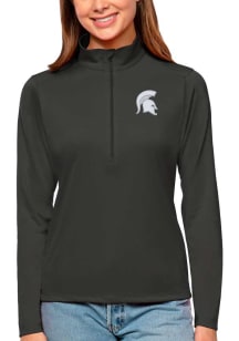 Antigua Michigan State Spartans Womens Grey Tribute Qtr Zip Pullover