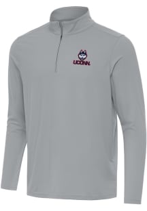 Antigua UConn Huskies Mens Grey Intent Long Sleeve Qtr Zip Pullover