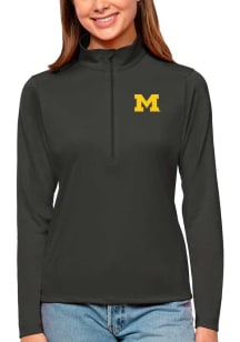 Antigua Michigan Wolverines Womens Grey Tribute Qtr Zip Pullover