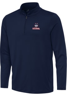 Antigua UConn Huskies Mens Navy Blue Reprocess Recycled Long Sleeve Qtr Zip Pullover