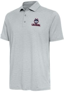 Antigua UConn Huskies Mens Grey Scheme Short Sleeve Polo