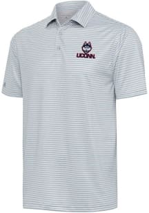 Antigua UConn Huskies Mens Grey Skills Short Sleeve Polo