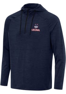 Antigua UConn Huskies Mens Navy Blue Spikes Long Sleeve Qtr Zip Pullover