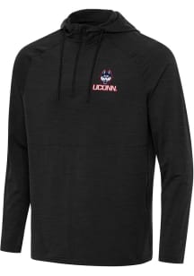 Antigua UConn Huskies Mens Black Spikes Long Sleeve Qtr Zip Pullover