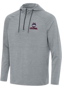Antigua UConn Huskies Mens Grey Spikes Long Sleeve Qtr Zip Pullover