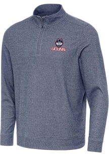 Antigua UConn Huskies Mens Navy Blue Subtle Long Sleeve Qtr Zip Pullover
