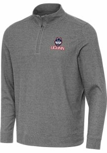 Antigua UConn Huskies Mens Black Subtle Long Sleeve Qtr Zip Pullover