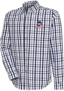 Antigua UConn Huskies Mens Navy Blue Tending Long Sleeve Dress Shirt