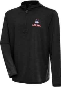 Antigua UConn Huskies Mens Black Tidy Long Sleeve Qtr Zip Pullover