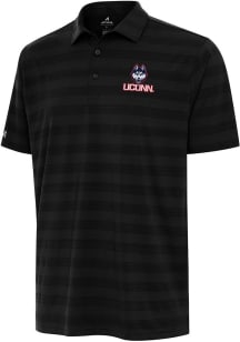 Antigua UConn Huskies Mens Black Tunnel Short Sleeve Polo