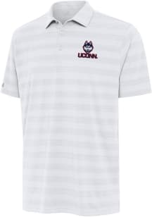Antigua UConn Huskies Mens White Tunnel Short Sleeve Polo