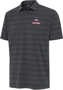 Antigua UConn Huskies Mens Grey Tunnel Short Sleeve Polo
