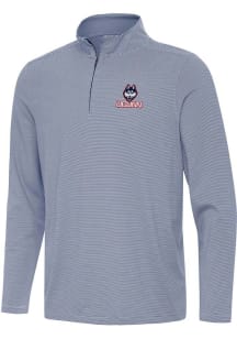 Antigua UConn Huskies Mens Navy Blue Twine Long Sleeve Qtr Zip Pullover