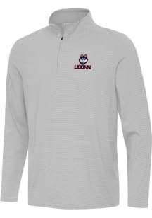 Antigua UConn Huskies Mens Grey Twine Long Sleeve Qtr Zip Pullover