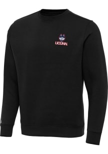 Antigua UConn Huskies Mens Black Victory Long Sleeve Crew Sweatshirt