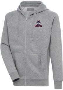 Antigua UConn Huskies Mens Grey Victory Long Sleeve Full Zip Jacket