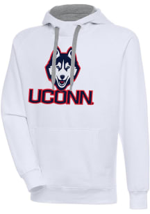 Antigua UConn Huskies Mens White Full Front Victory Long Sleeve Hoodie