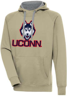 Antigua UConn Huskies Mens Khaki Full Front Victory Long Sleeve Hoodie