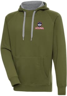 Antigua UConn Huskies Mens Olive Victory Long Sleeve Hoodie