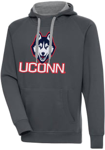 Antigua UConn Huskies Mens Charcoal Full Front Victory Long Sleeve Hoodie