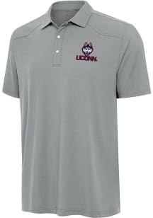 Antigua UConn Huskies Mens Grey Western Short Sleeve Polo