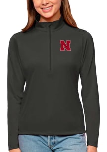 Antigua Nebraska Cornhuskers Womens Grey Tribute Qtr Zip Pullover