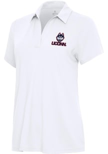 Antigua UConn Huskies Womens White Era Short Sleeve Polo Shirt