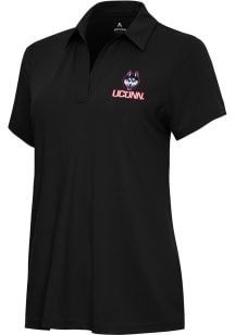 Antigua UConn Huskies Womens Black Era Short Sleeve Polo Shirt