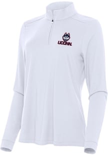 Antigua UConn Huskies Womens White Intent Qtr Zip