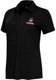 Antigua UConn Huskies Womens Black Layout Short Sleeve Polo Shirt