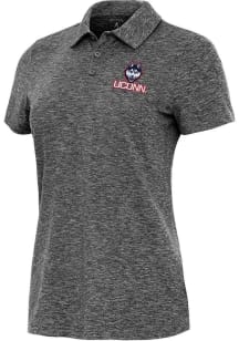 Antigua UConn Huskies Womens Black Matter Short Sleeve Polo Shirt