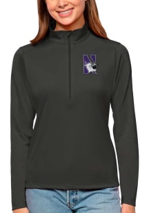 Antigua Northwestern Wildcats Womens Grey Tribute Qtr Zip Pullover