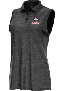 Antigua UConn Huskies Womens Black Recap Polo Shirt