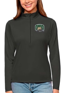Antigua Ohio Bobcats Womens Grey Tribute Qtr Zip Pullover