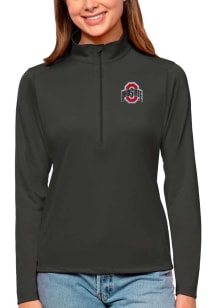 Antigua Ohio State Buckeyes Womens Grey Tribute Qtr Zip Pullover