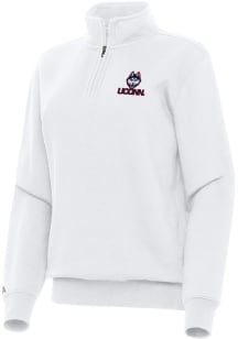 Antigua UConn Huskies Womens White Victory Qtr Zip