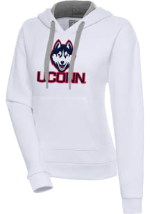 Antigua UConn Huskies Womens White Full Front Victory Hooded Sweatshirt