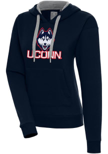 Antigua UConn Huskies Womens Navy Blue Full Front Victory Hooded Sweatshirt