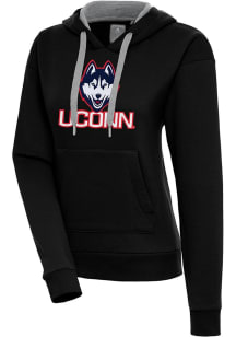 Antigua UConn Huskies Womens Black Full Front Victory Hooded Sweatshirt